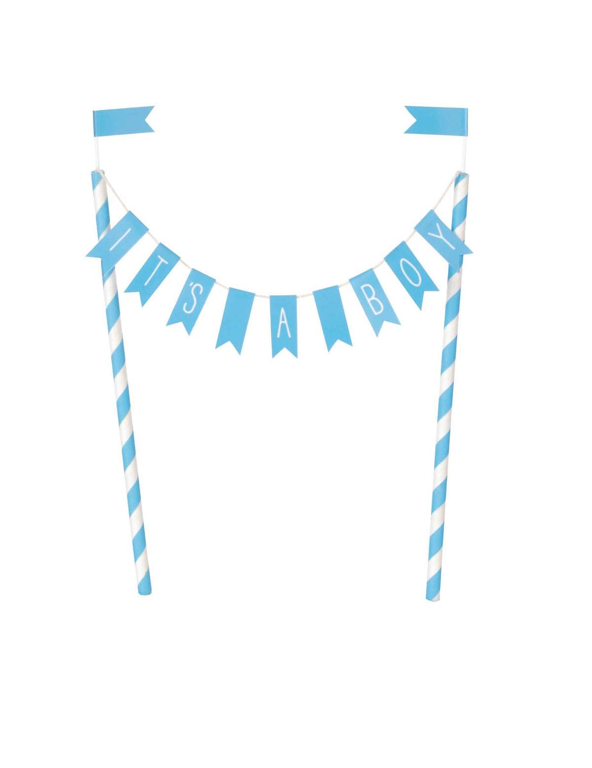 Cake topper It's a boy за baby shower син с fanions и сламки на райета