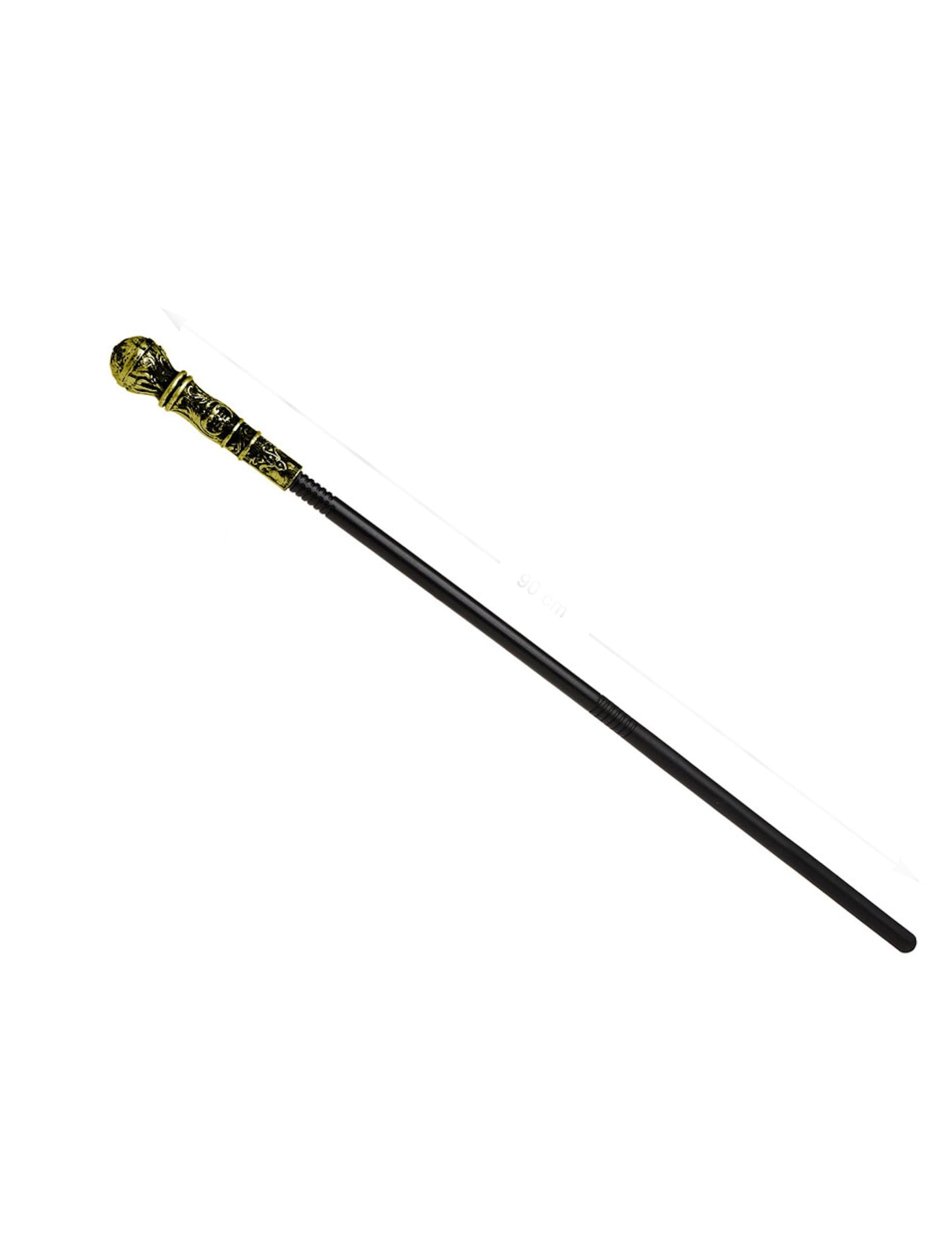 Canne sceptre doré pour adulte noir et or