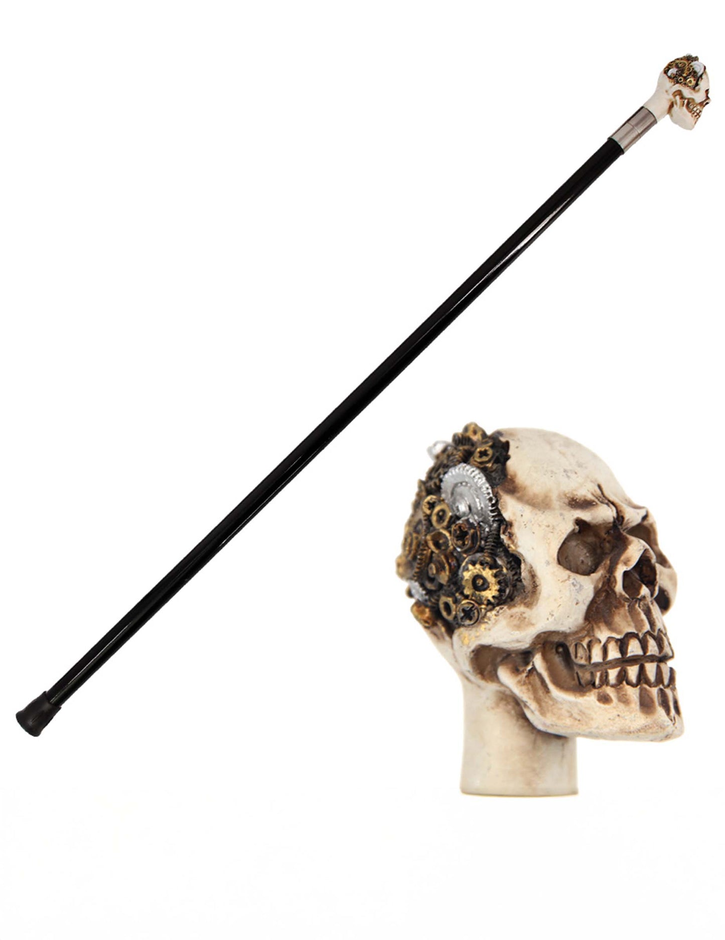 Стиймпънк бастун с череп от метал, 93 см