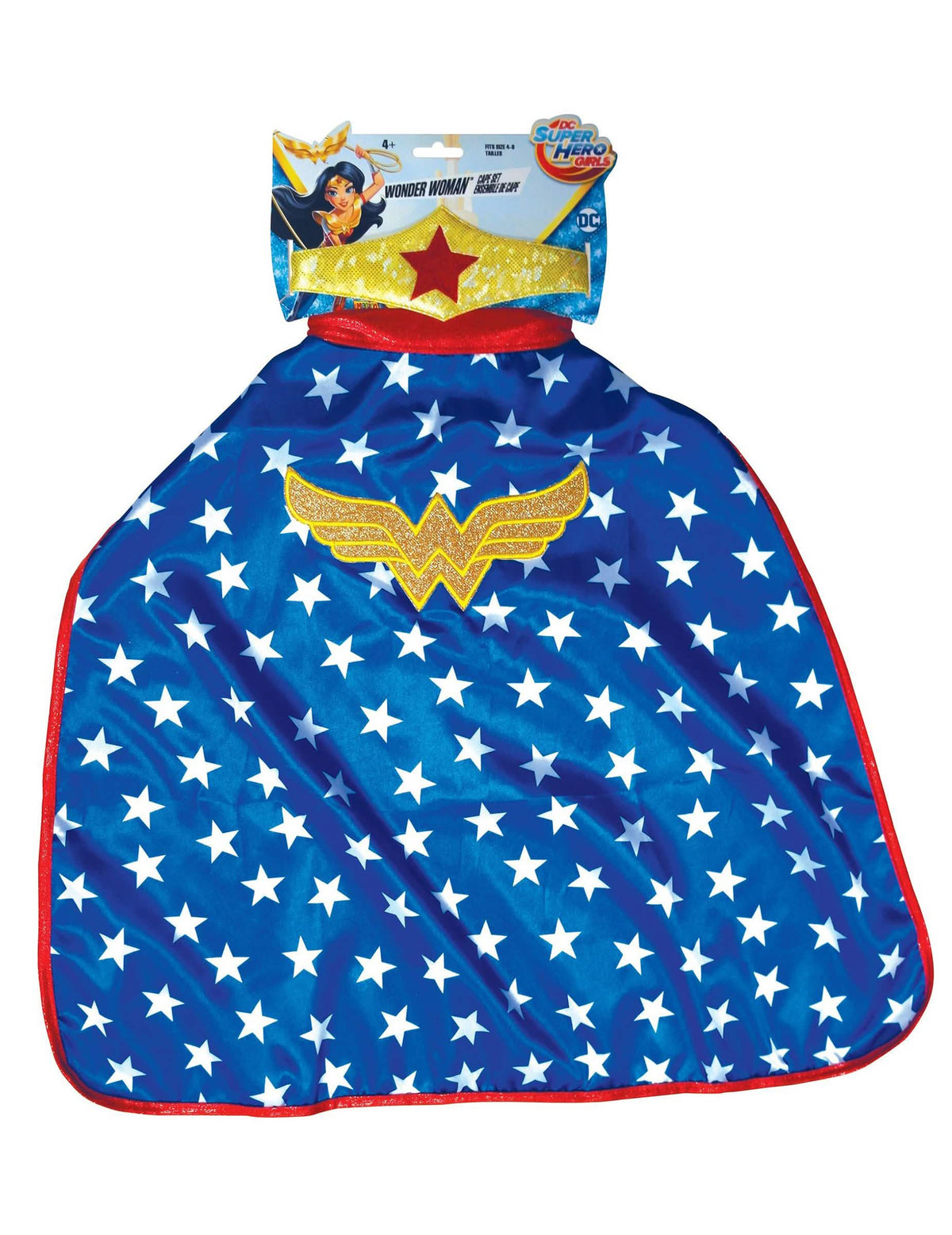 Изглед отпред на пелерина и диадема Wonder Woman Super Hero Girls