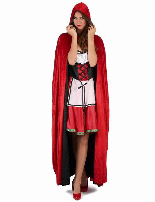 Vue de face avec capuche de la cape de vampire pour adulte
