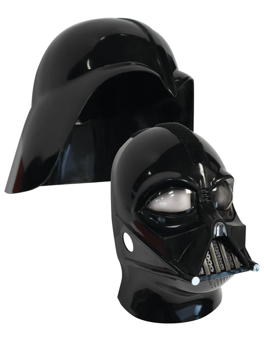 Détail des deux parties du casque intégral 2 pièces Dark Vador Star Wars