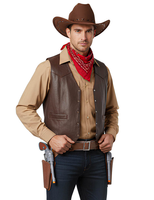 Vue de face de la ceinture de cowboy avec holster et 2 pistolets