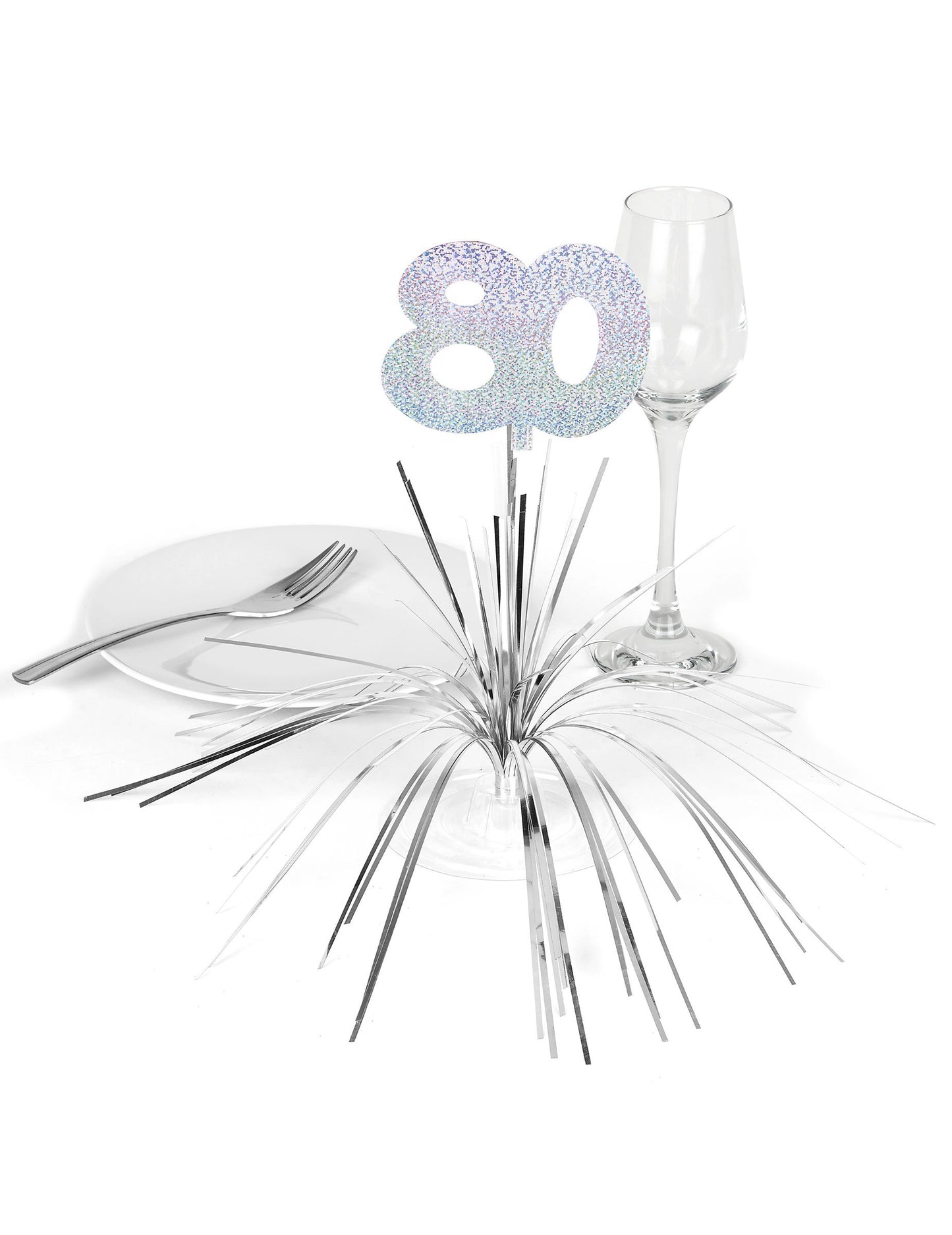 Mise en situation sur une table de fête du centre de table 80 ans