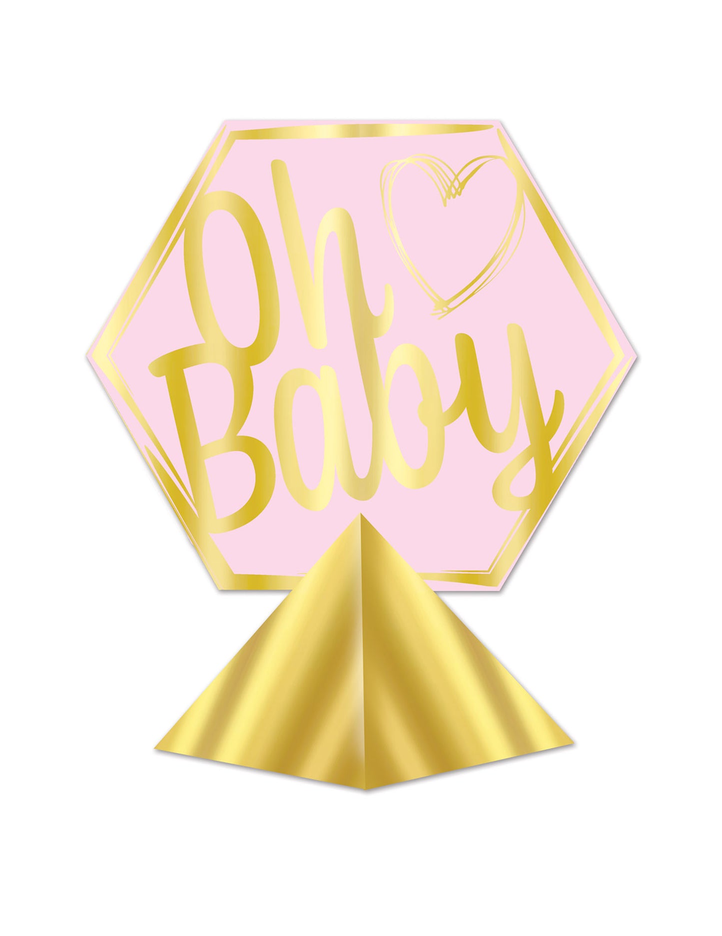 Розово-златист картонен централен елемент "Oh Baby", 29 x 26 cm бебешки душ