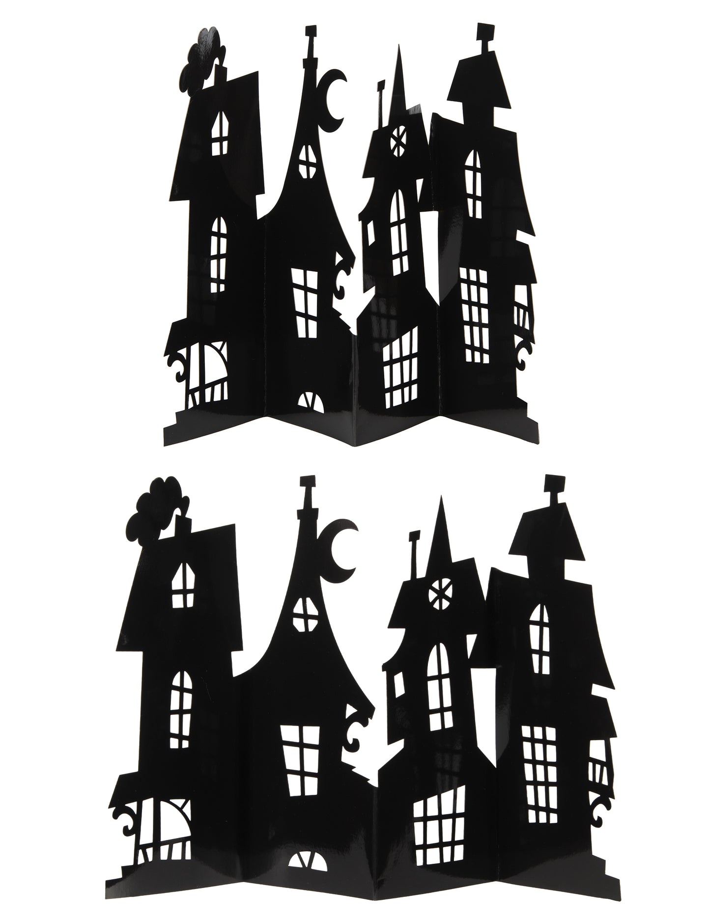 Silhouette détaillée du centre de table manoir hanté noir en carton