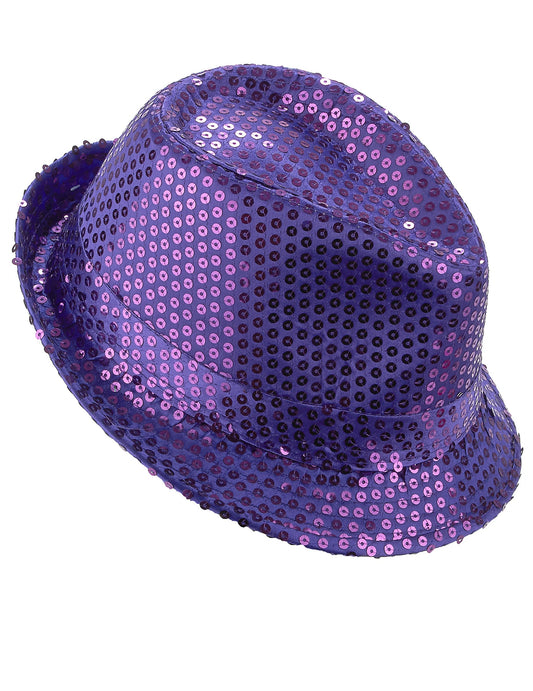 Chapeau borsalino à sequins violet adulte