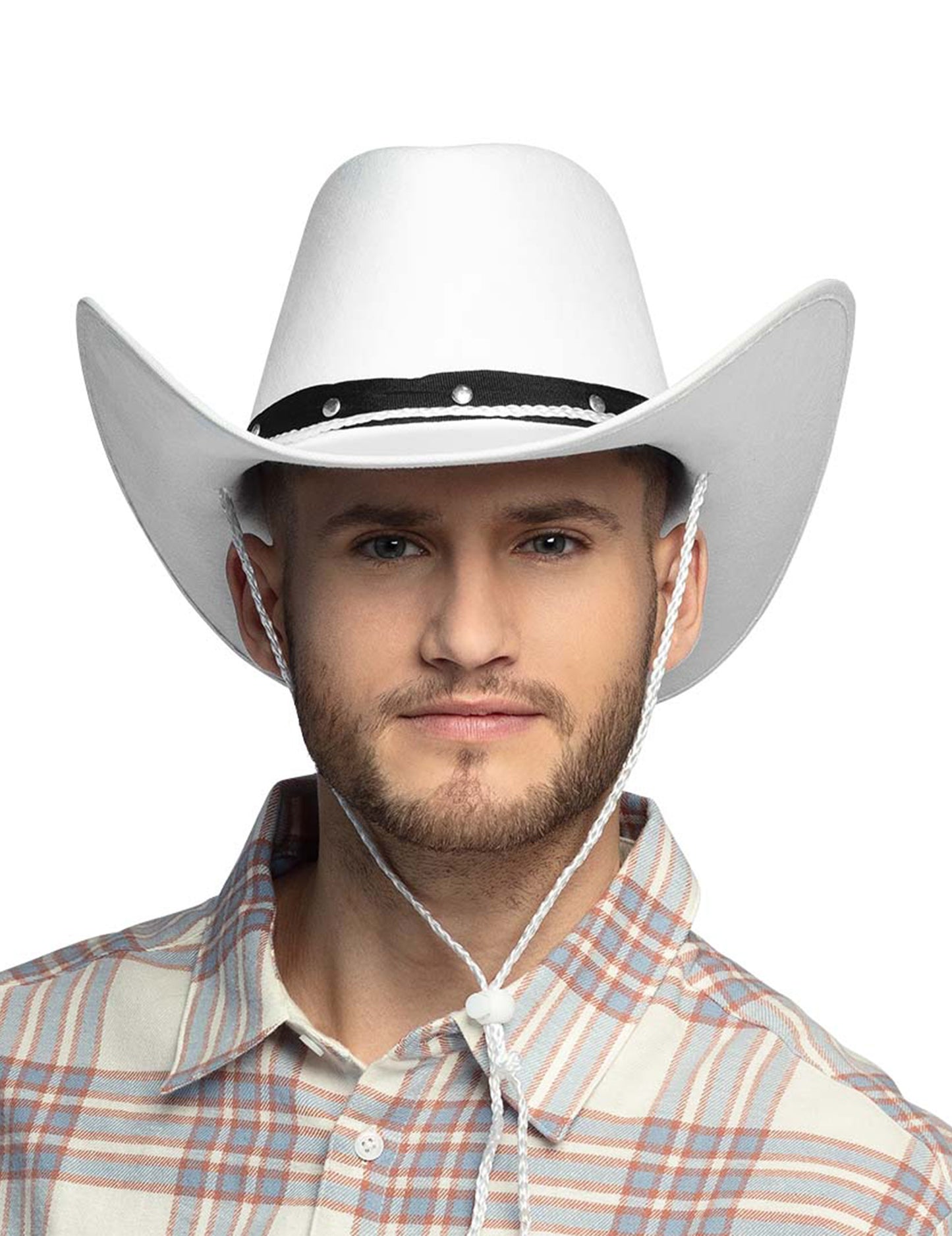Бяла и черна каубойска шапка за възрастни