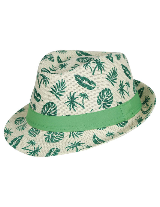 Vue de profil du chapeau d'été motif feuille