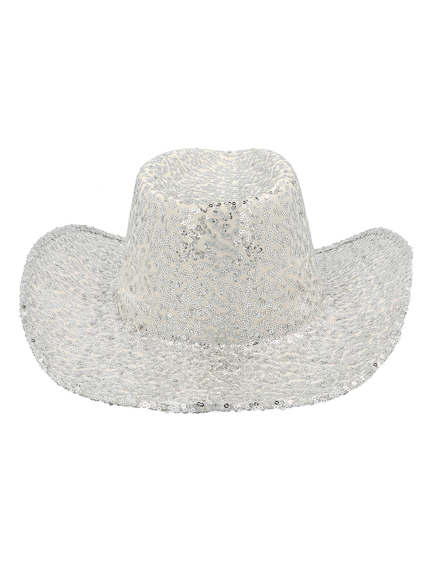 Сребърна каубойска шапка с пайети за възрастни