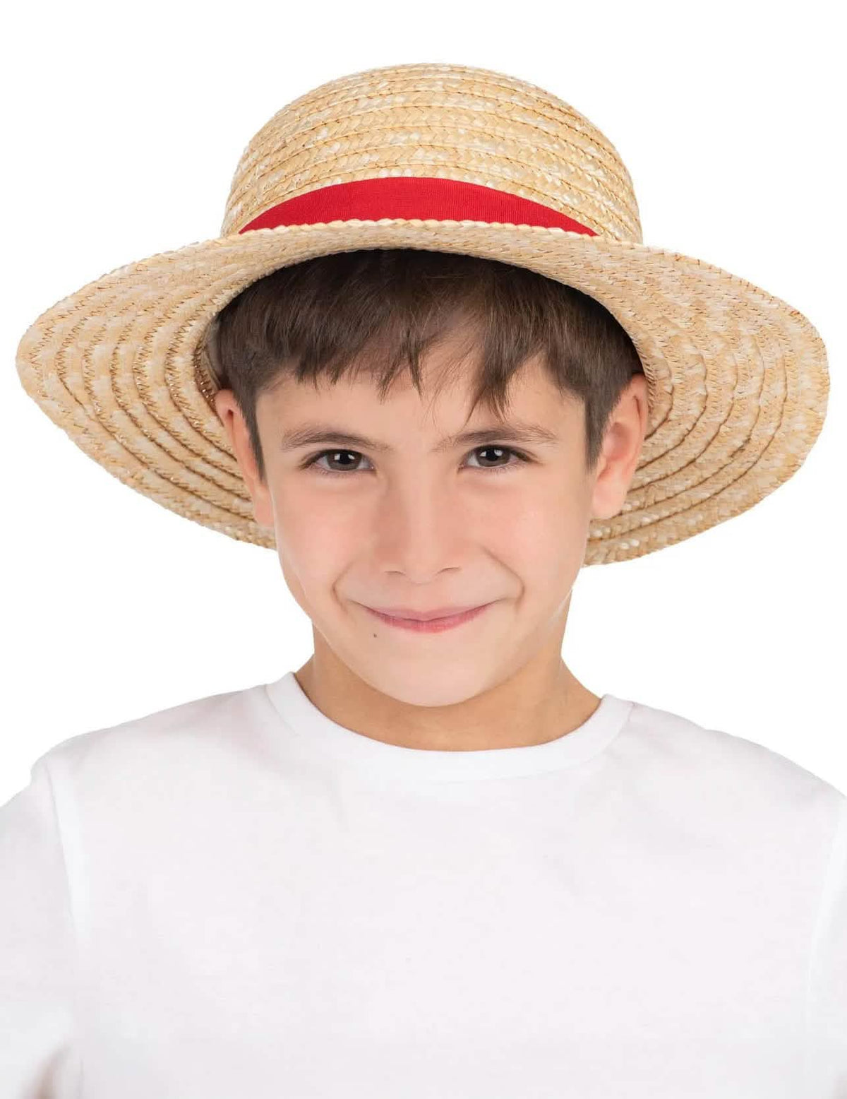 Chapeau de paille roi des pirates pour enfant avec ruban rouge