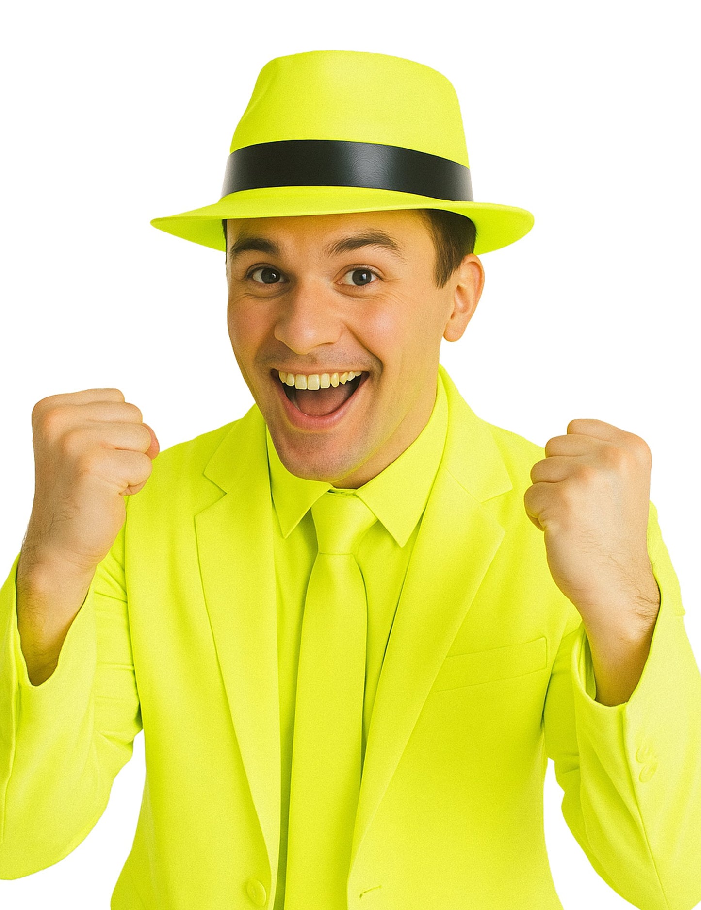 Fluo възрастен жълт гангстерски шапка