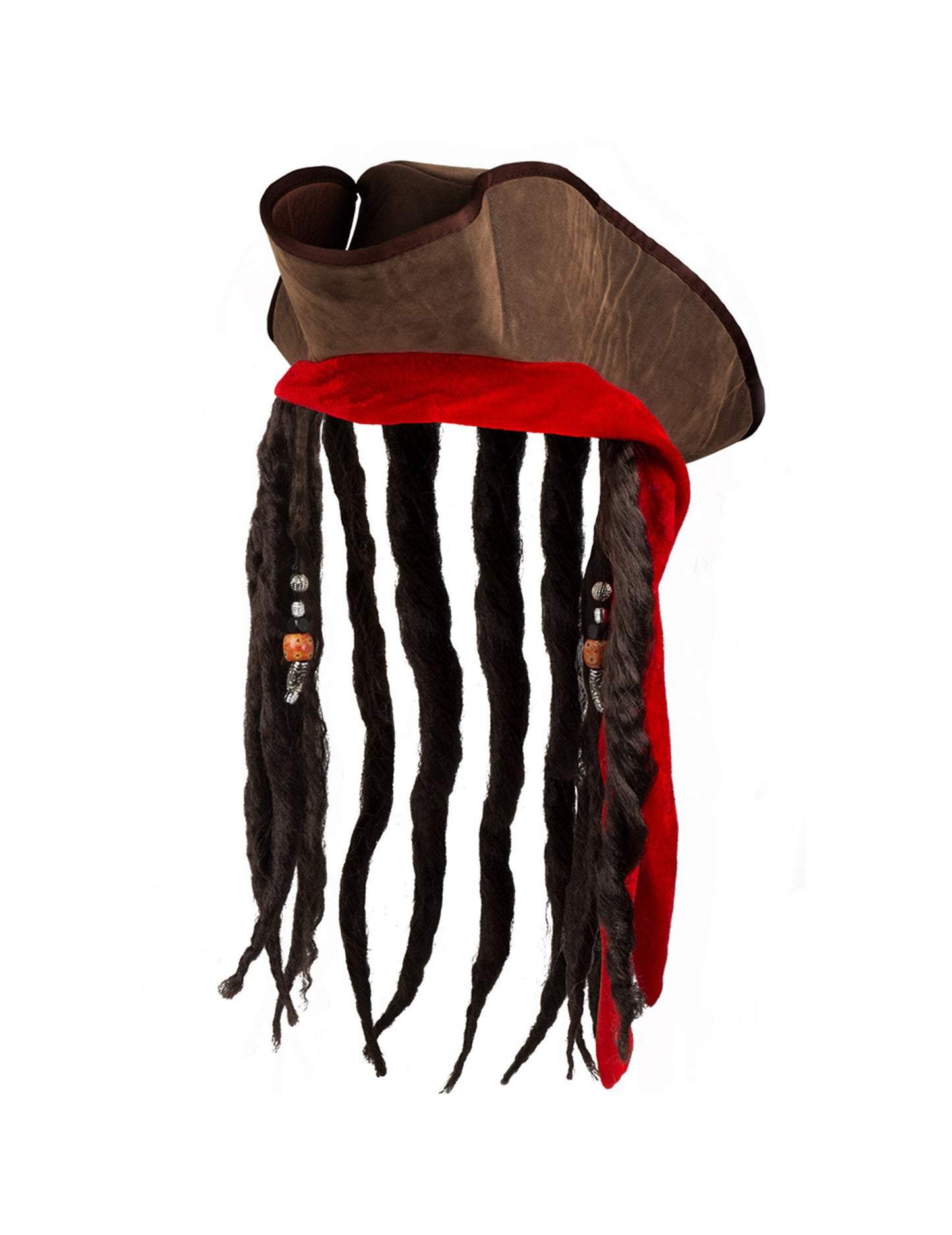 Кафява пиратска шапка с перука за възрастни