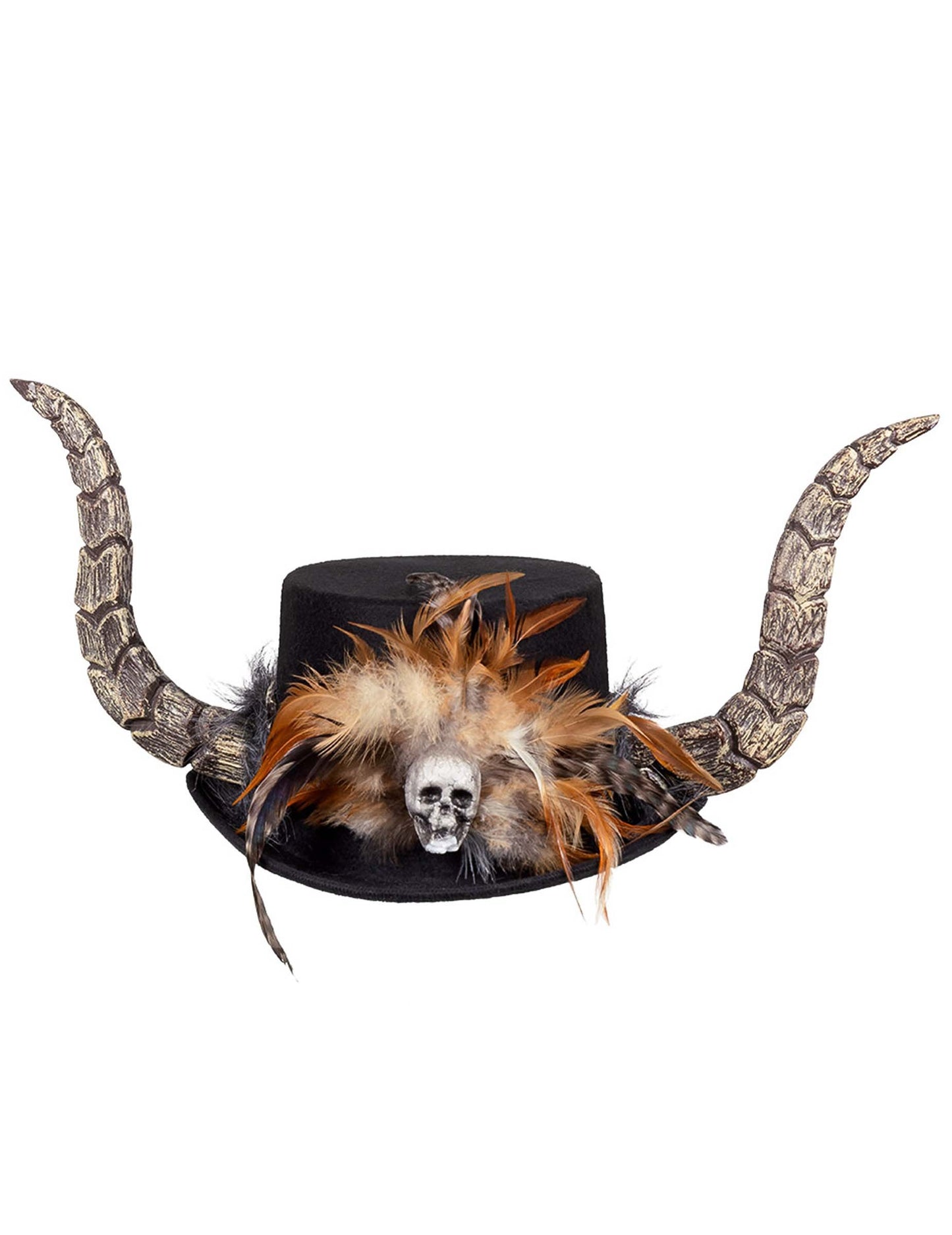 Вуду шапка с възрастни рога и пера