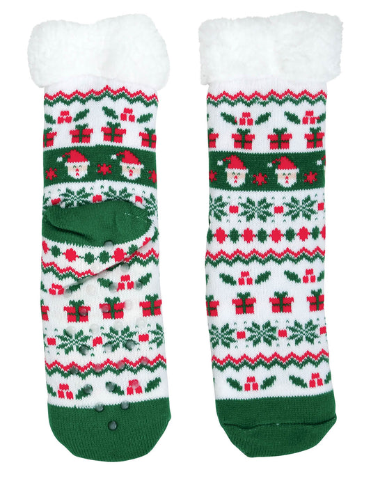 Vue des semelles antidérapantes des chaussettes thermiques de Noël pour adulte