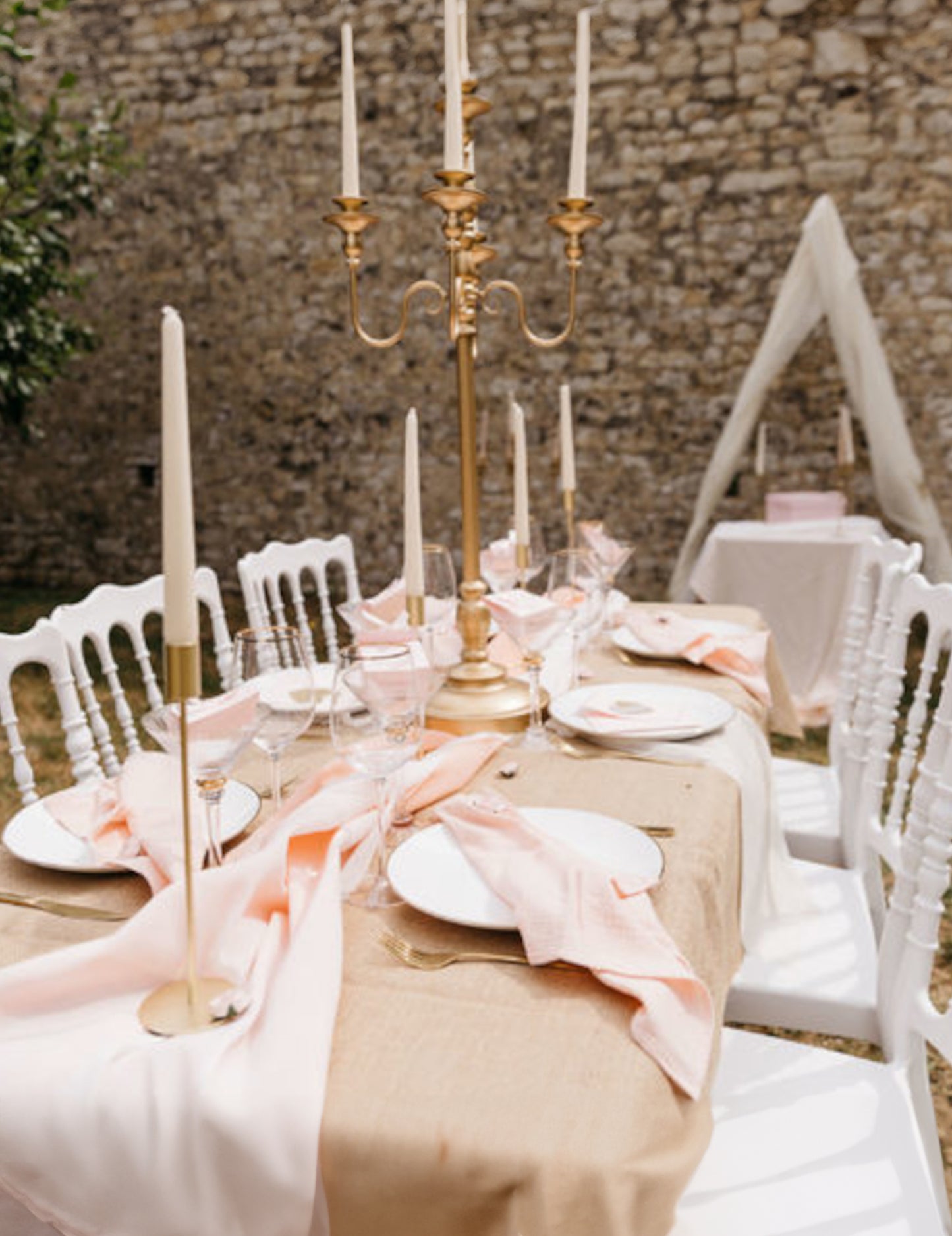 Розова муселинена пътека за маса 14 cm 5 м x сватбена украса