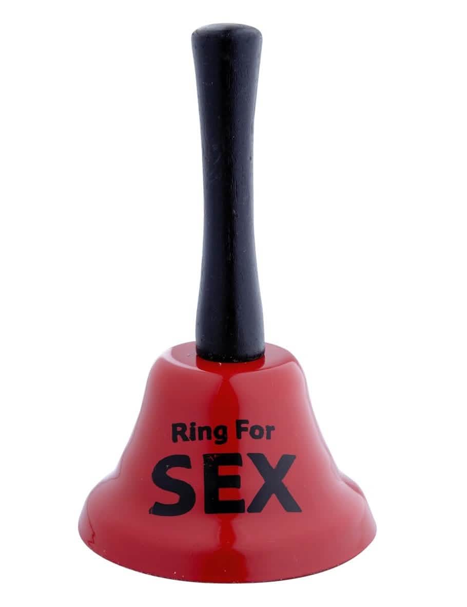 Закачлива хумористично камбанка за възрастен червен с надпис Ring For Sex