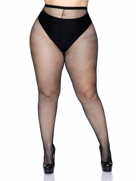 Vue de face des collants résille fine pour femme noire