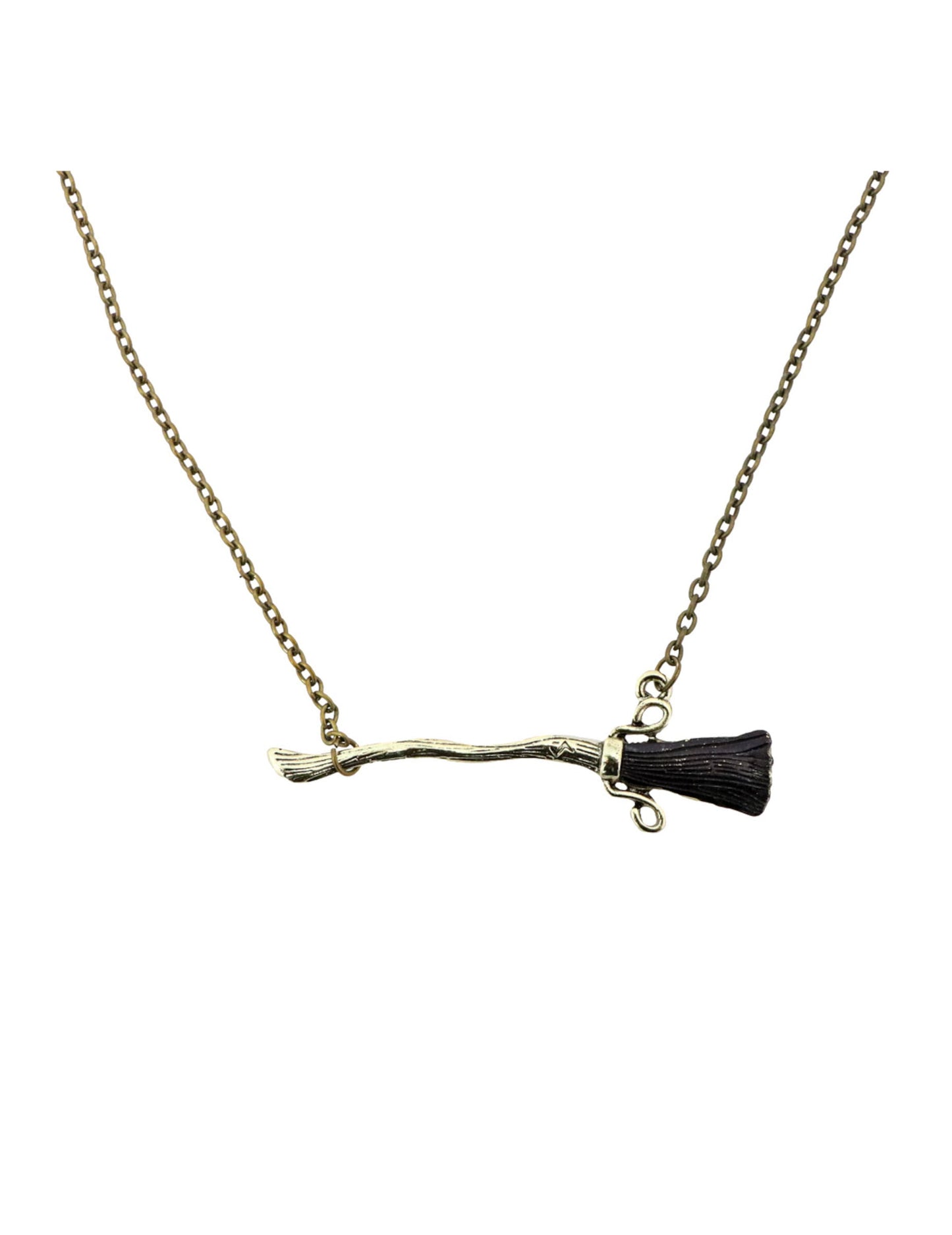 Collier balai de sorcier pour adulte doré et marron