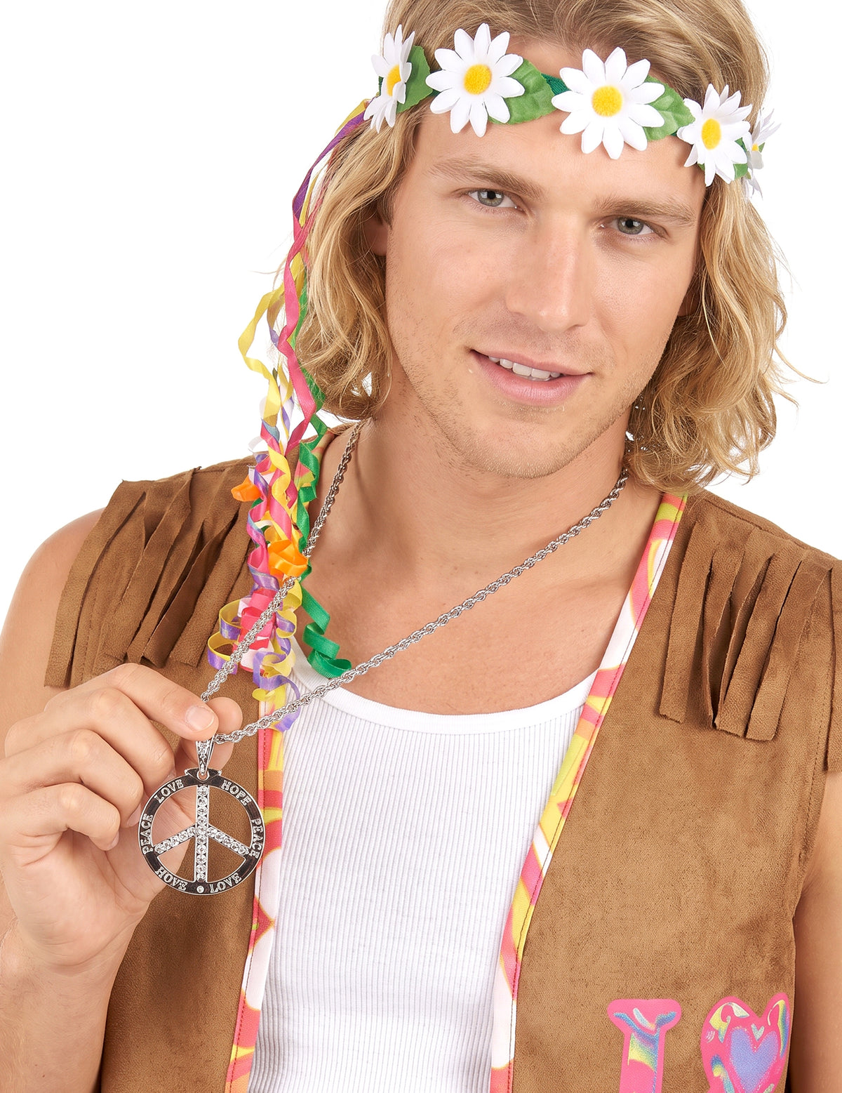 Collier hippie effet strass adulte