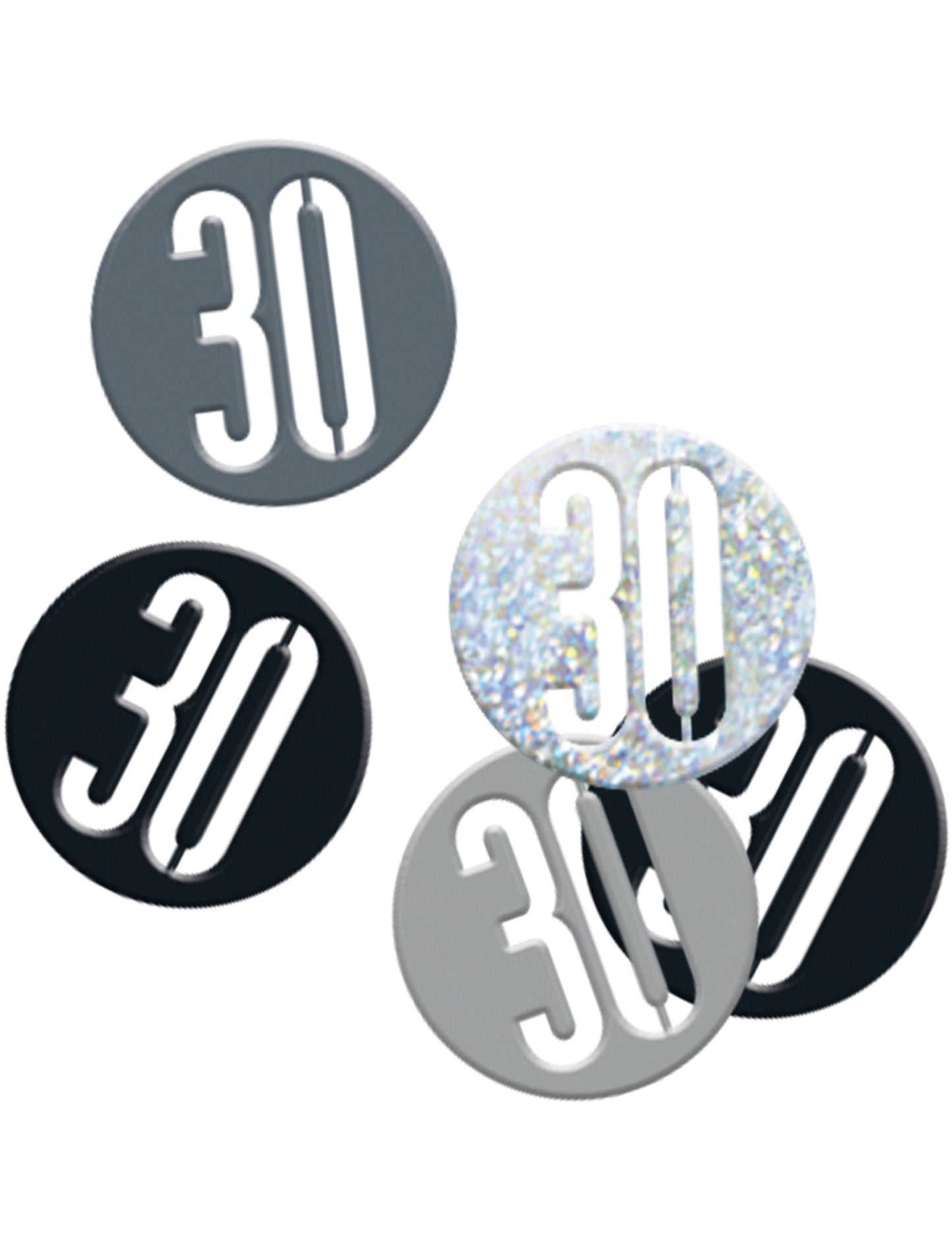Конфети за 30 години за рожден ден в сиво и черно