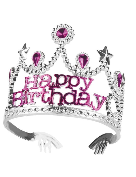 Vue de face de la couronne Happy Birthday pour fille