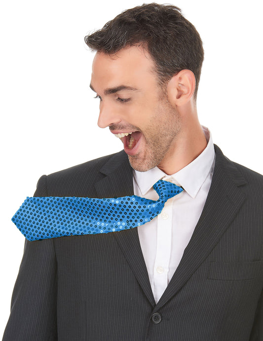 Mise en situation de la cravate avec sequins pour adulte