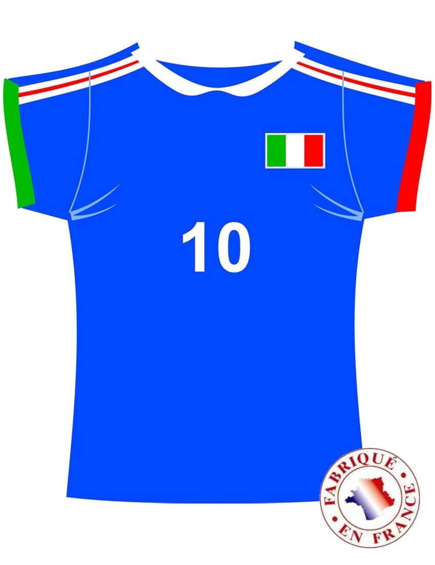 Décoration murale maillot Italie pour supporter bleue avec numéro 10
