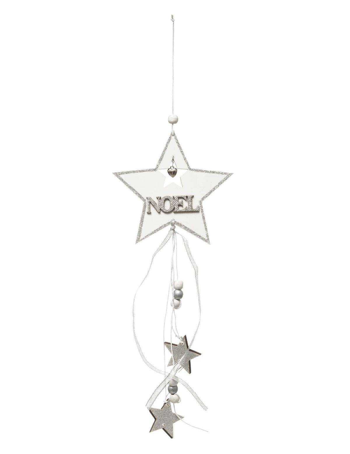 Décoration à suspendre étoiles pour Noël blanc et argent