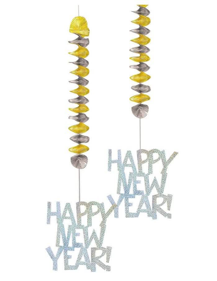 Висяща декорация nouvel an Happy New Year за празненство злато и сребро