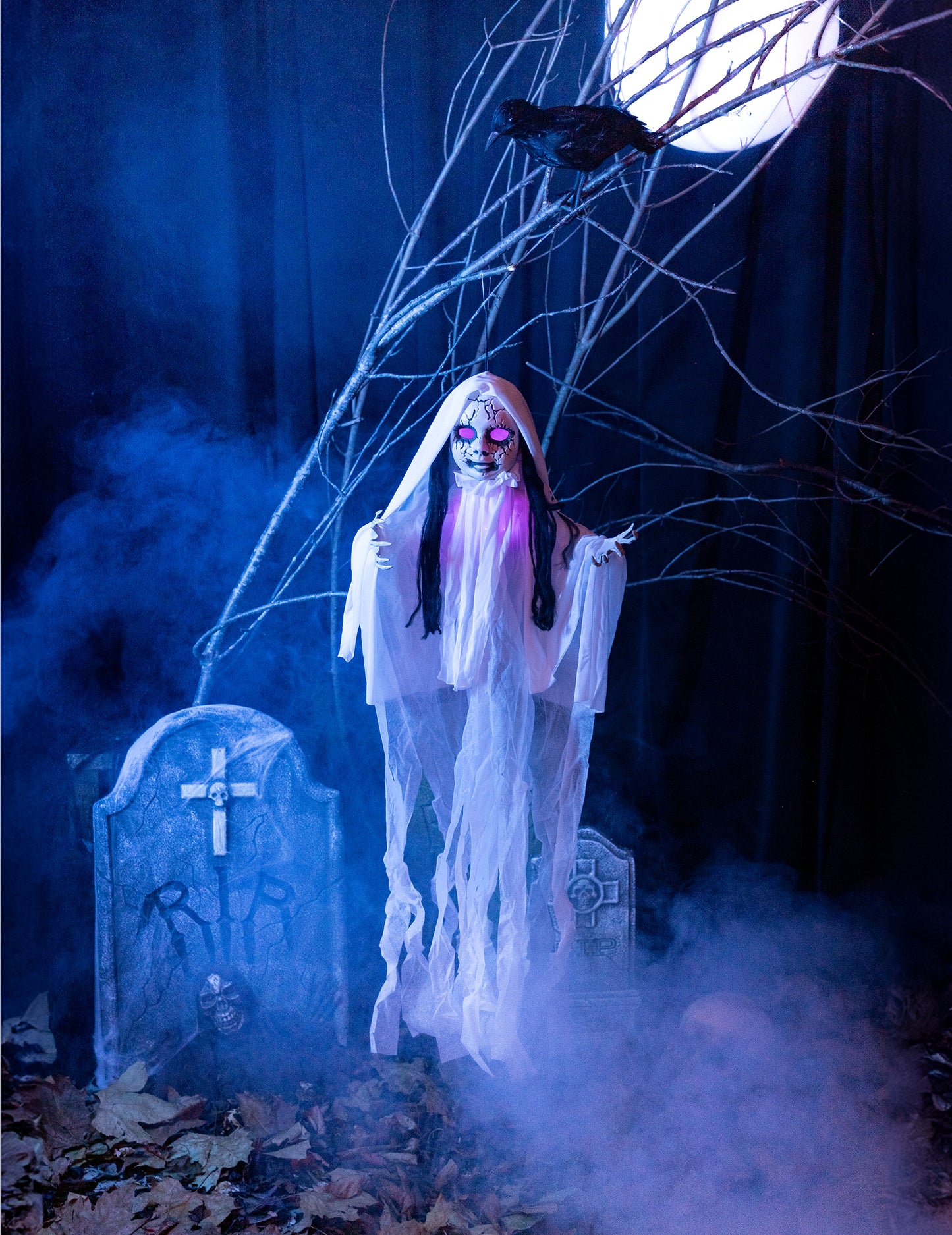 Декорация за окачване на светлинна призрачна кукла 100 x 70 cm