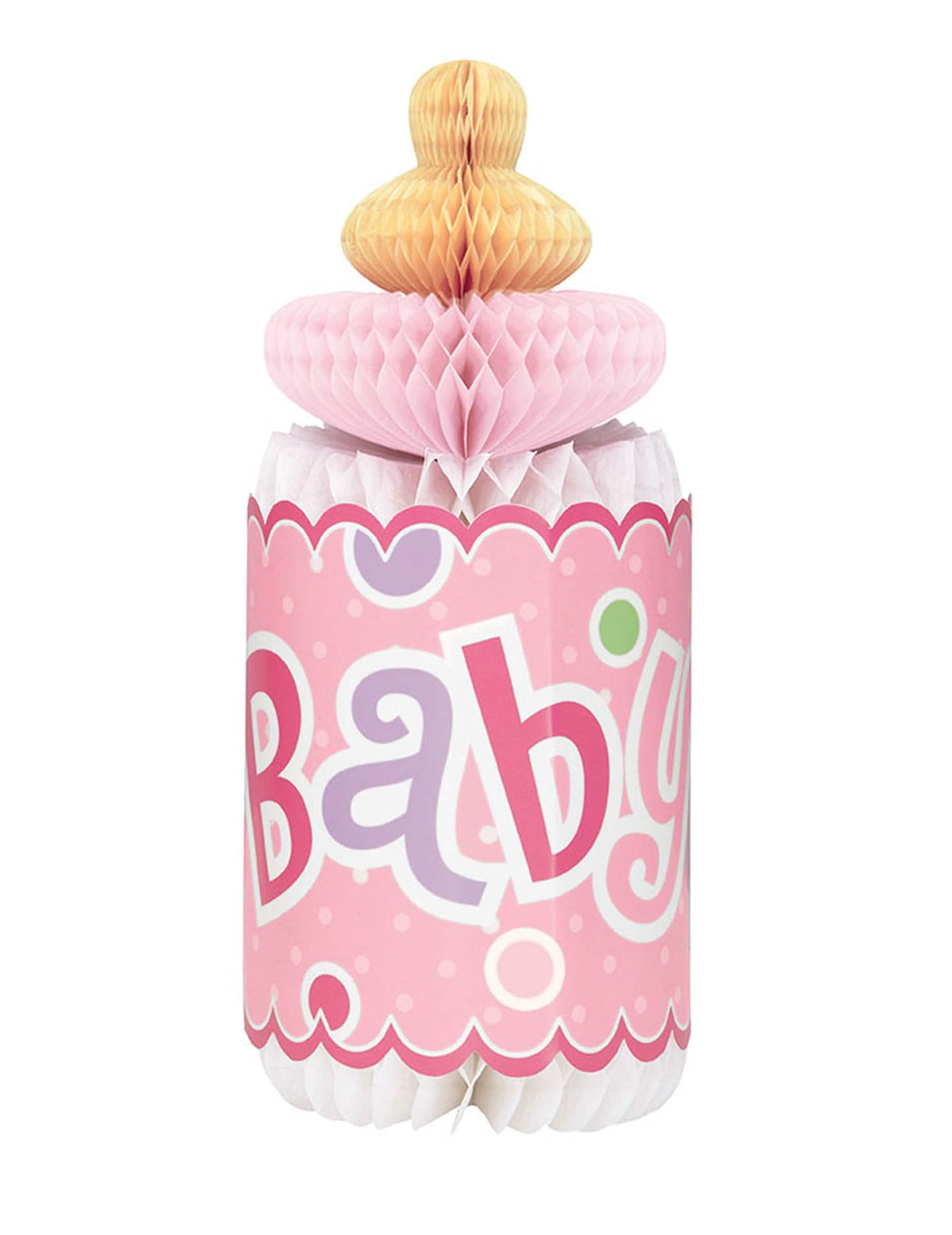 декорация за маса алвеолирана биберон baby shower за момиче розов
