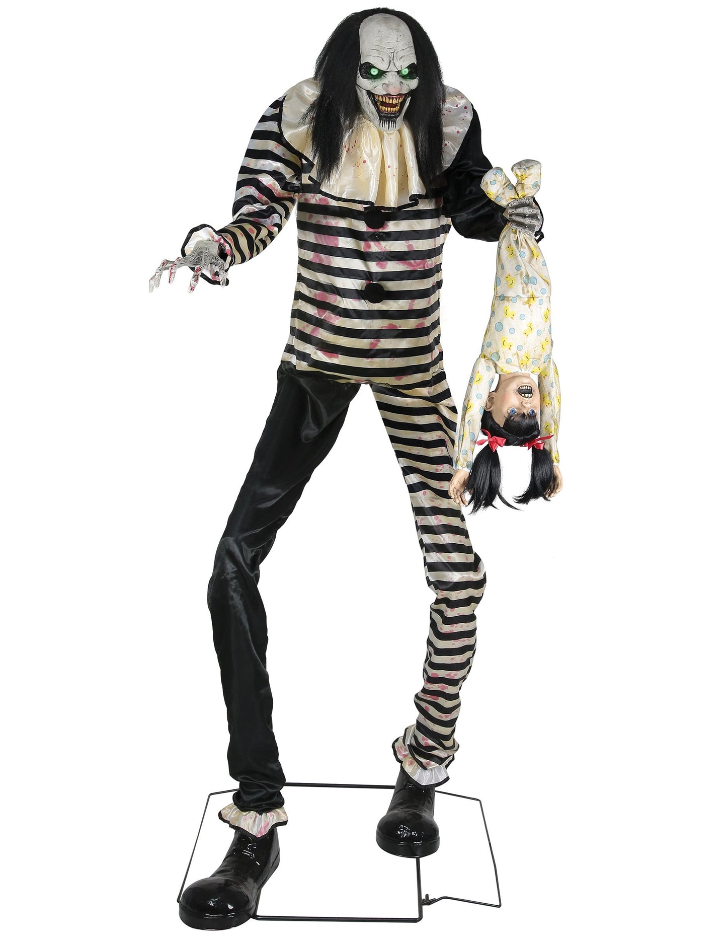 Анимирана декорация ужасяваща клоун с висящо дете с движения и светлини 2.15m