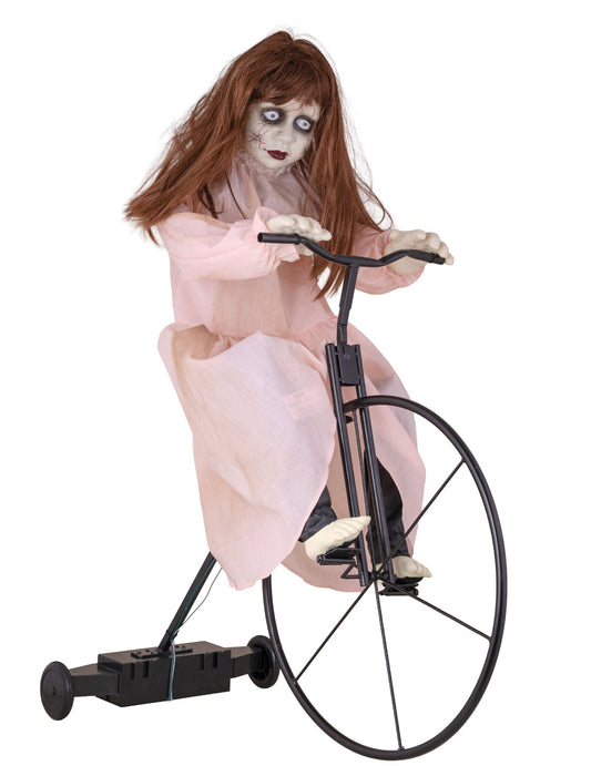 Анимирана декорация обсебено момиченце на велосипед с движение 72 x 30 x 94 cm