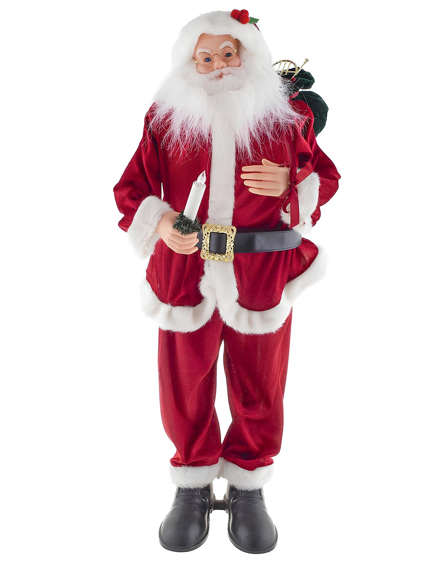 Анимирана музикална декорация на Дядо Коледа с движение, звук и светлина 90 cm