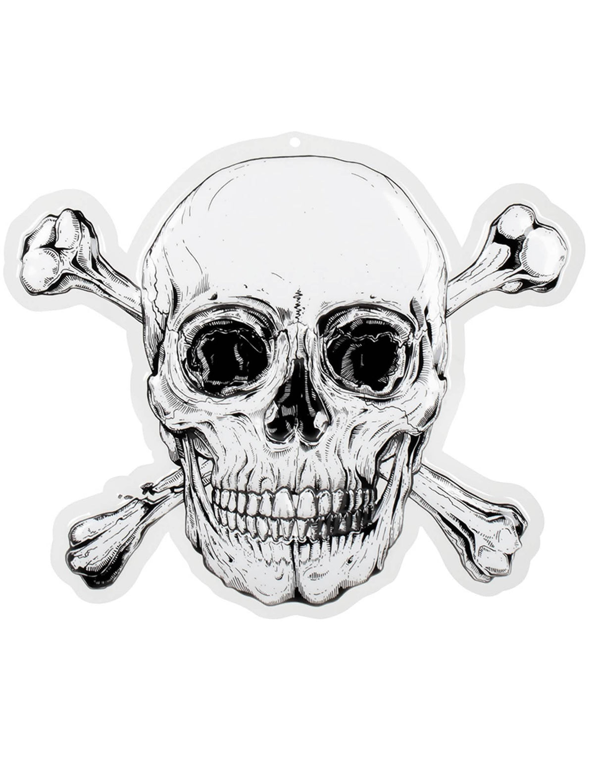 Пластмасова стенна декорация Pirate Jolly Roger бял и черен с череп и кръстосани кости