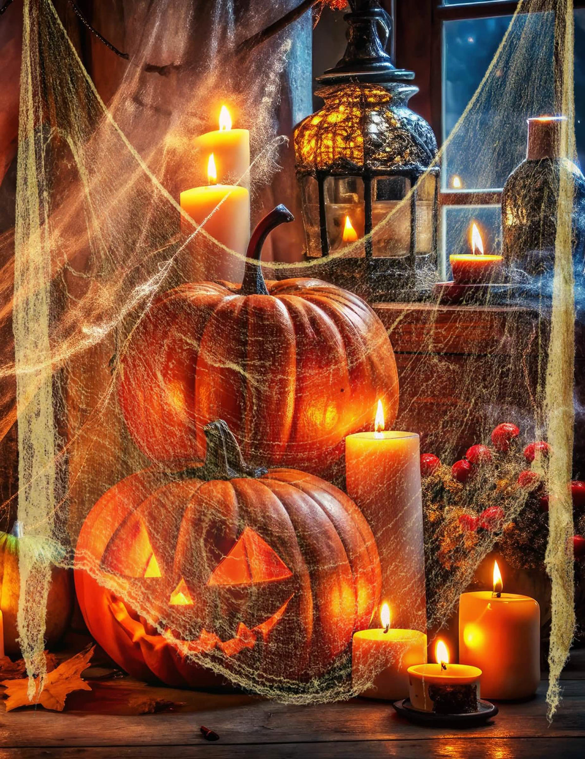 Поставяне в сцена на декорацията с драперия за halloween
