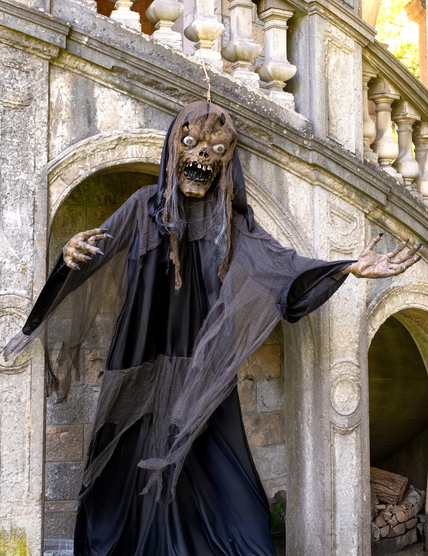 Гигантска украса за Хелоуин: висяща вещица/зомби, 3,50 м