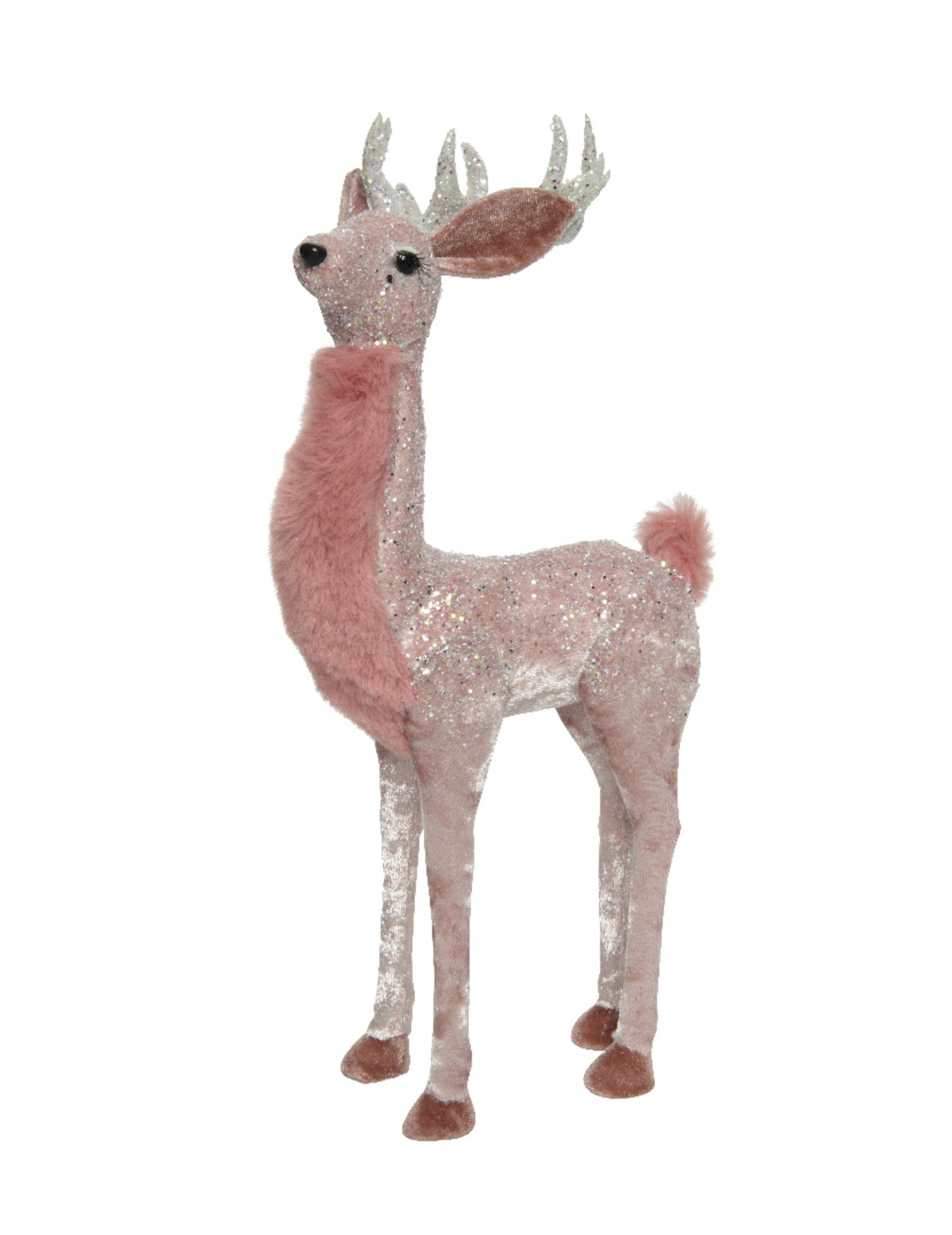 Красива розова декорация с елени 30 cm блестяща фея