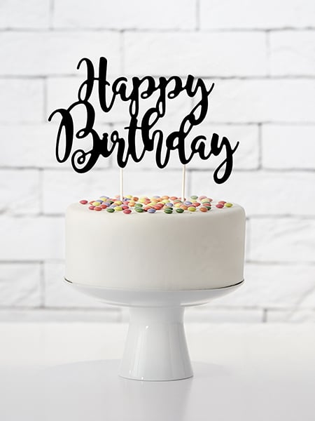 Декорация за торта „Честит рожден ден“ от черен картон