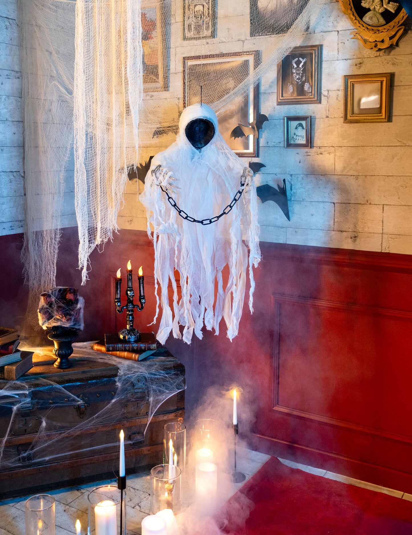 Скелетна декорация на Faucheuse, верига на 100 см Хелоуин