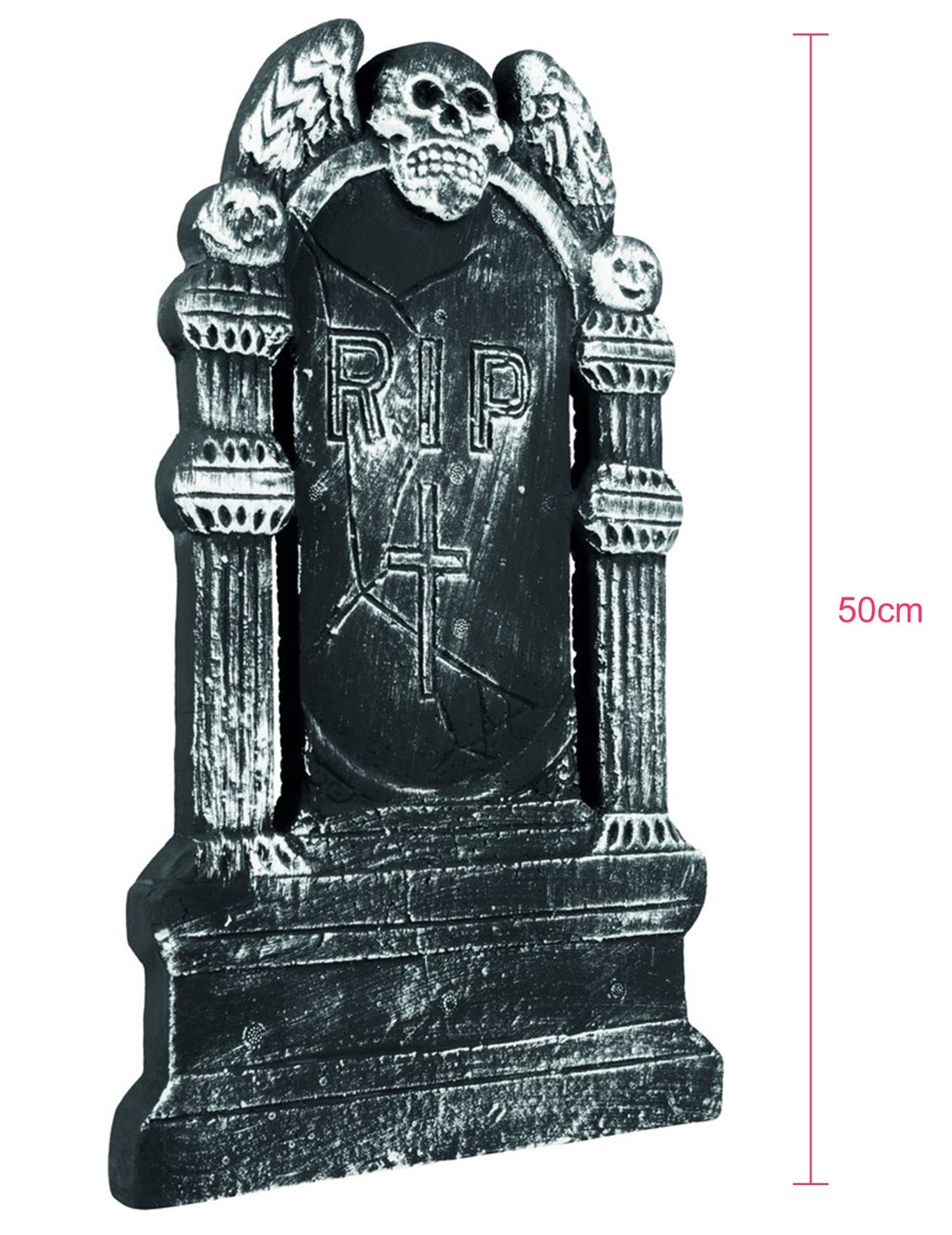 Профилен изглед на декорацията за гроб с череп за Хелоуин