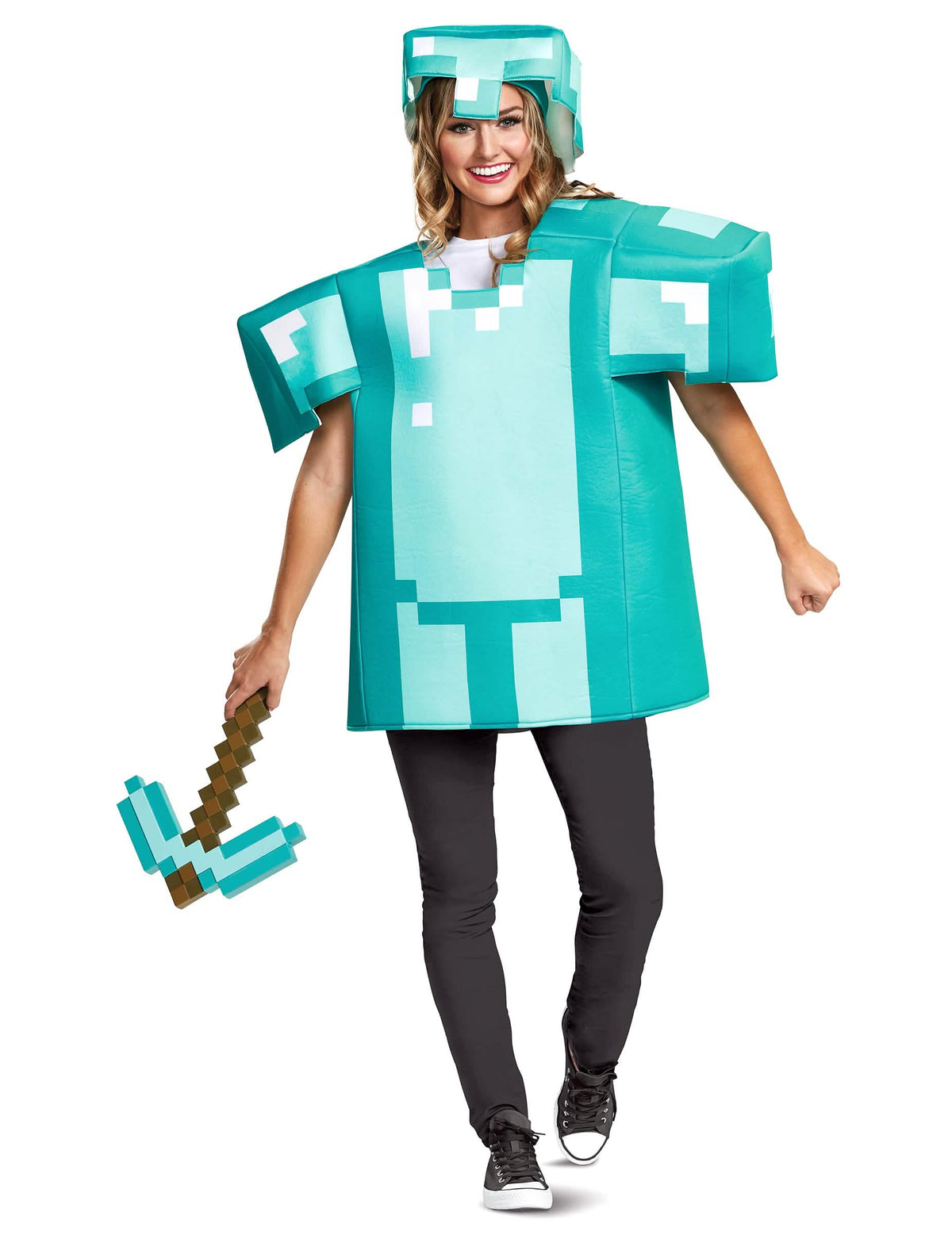 Пикселизирана кирка от костюм броня Minecraft за възрастен
