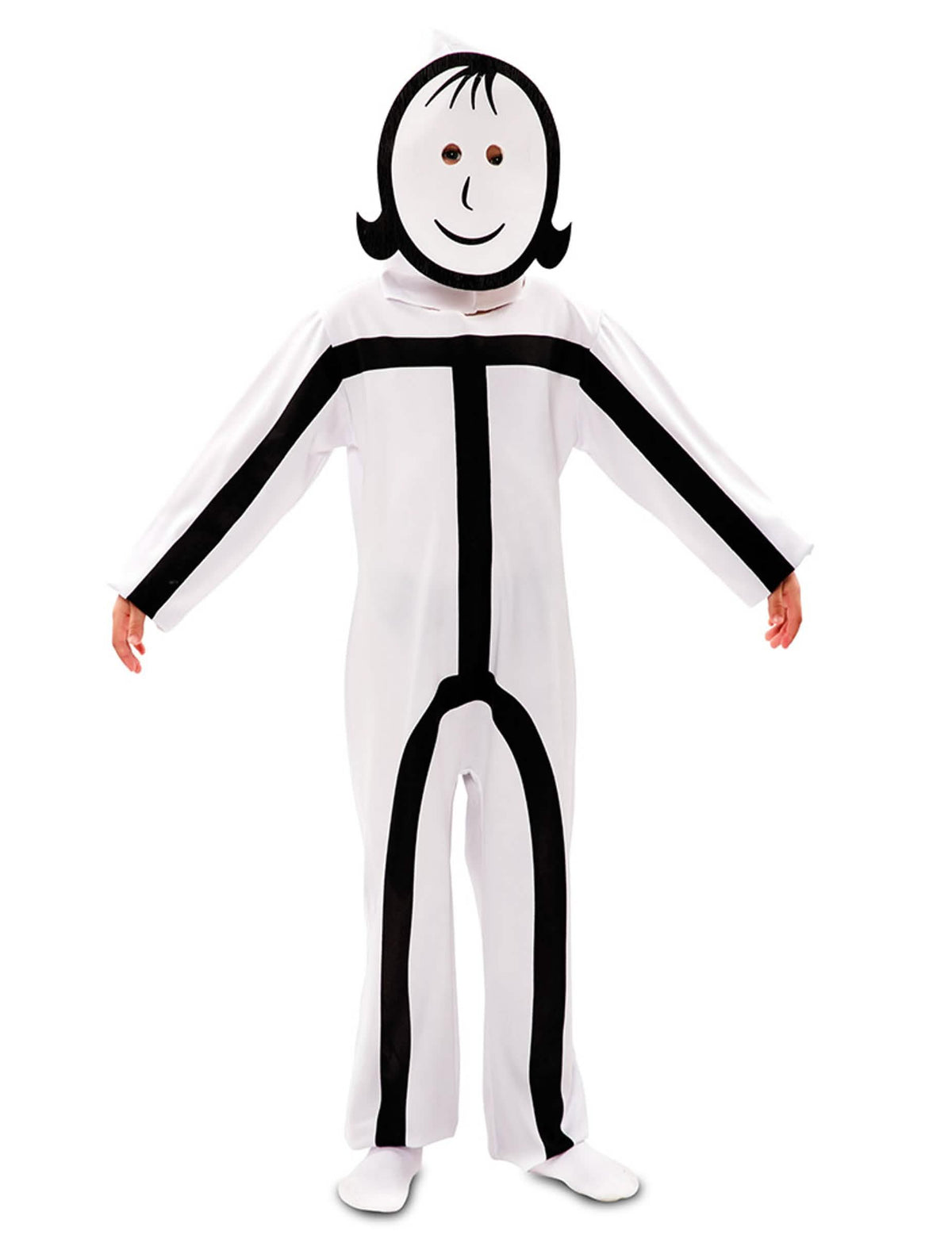 Детайл на маската с коса на костюма Stickman за дете