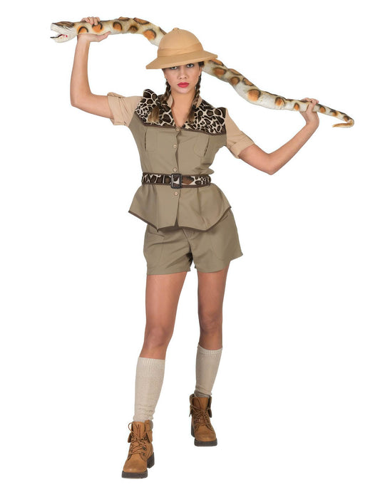 Accessoire serpent porté avec le déguisement aventurière safari