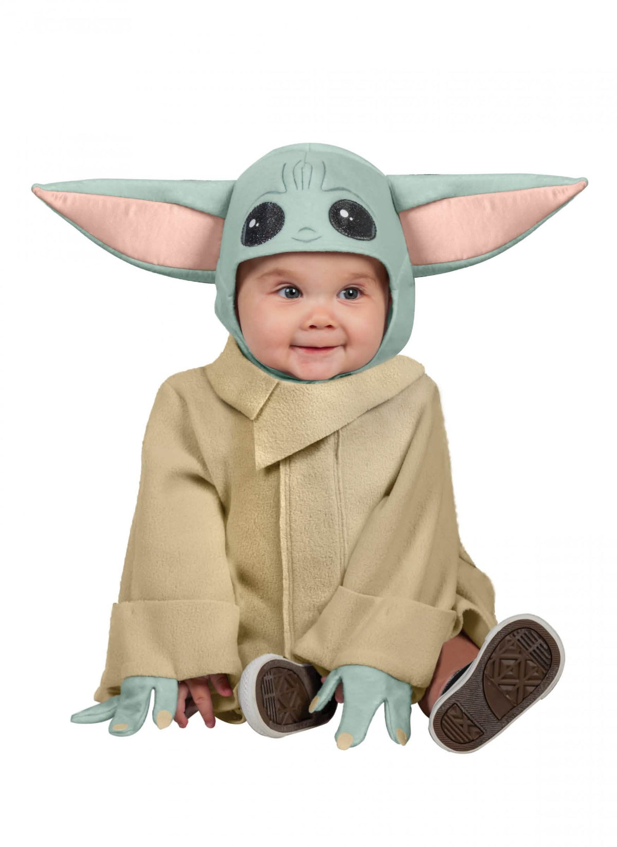 Бебешки костюм на Yoda за бебе The Mandalorian Star Wars зелен и бежов с качулка с уши