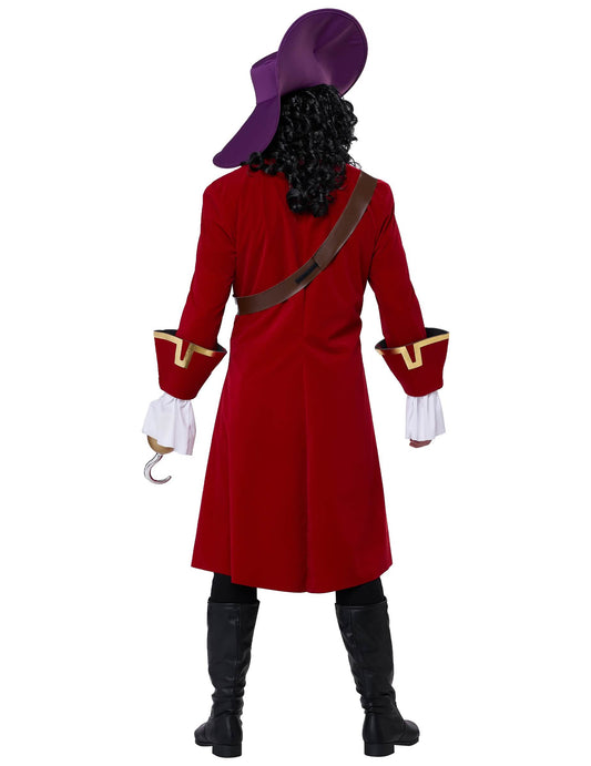 Vue de dos du déguisement de capitaine pirate à crochet luxe pour homme