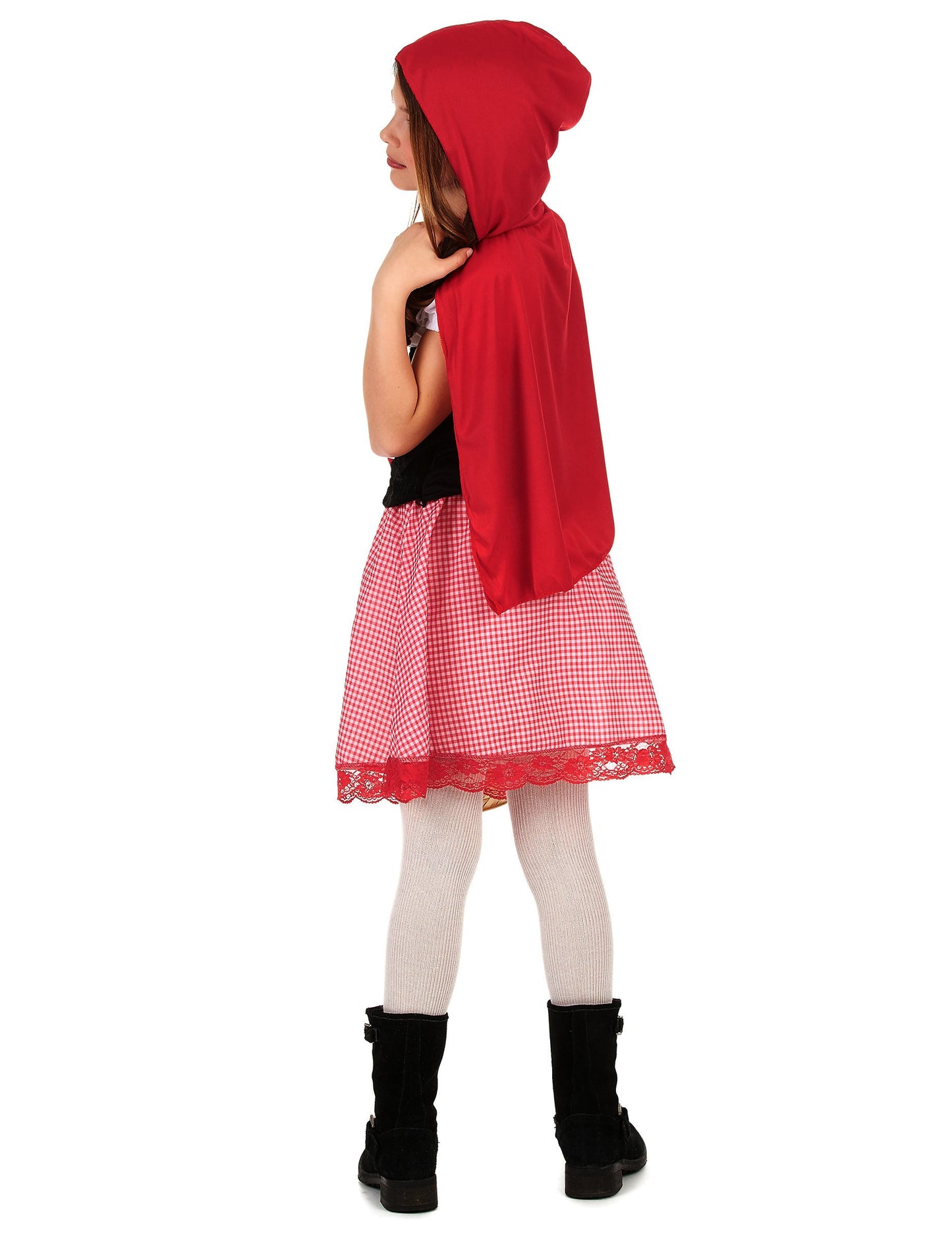 Заден изглед на дегизировката на червена шапчица