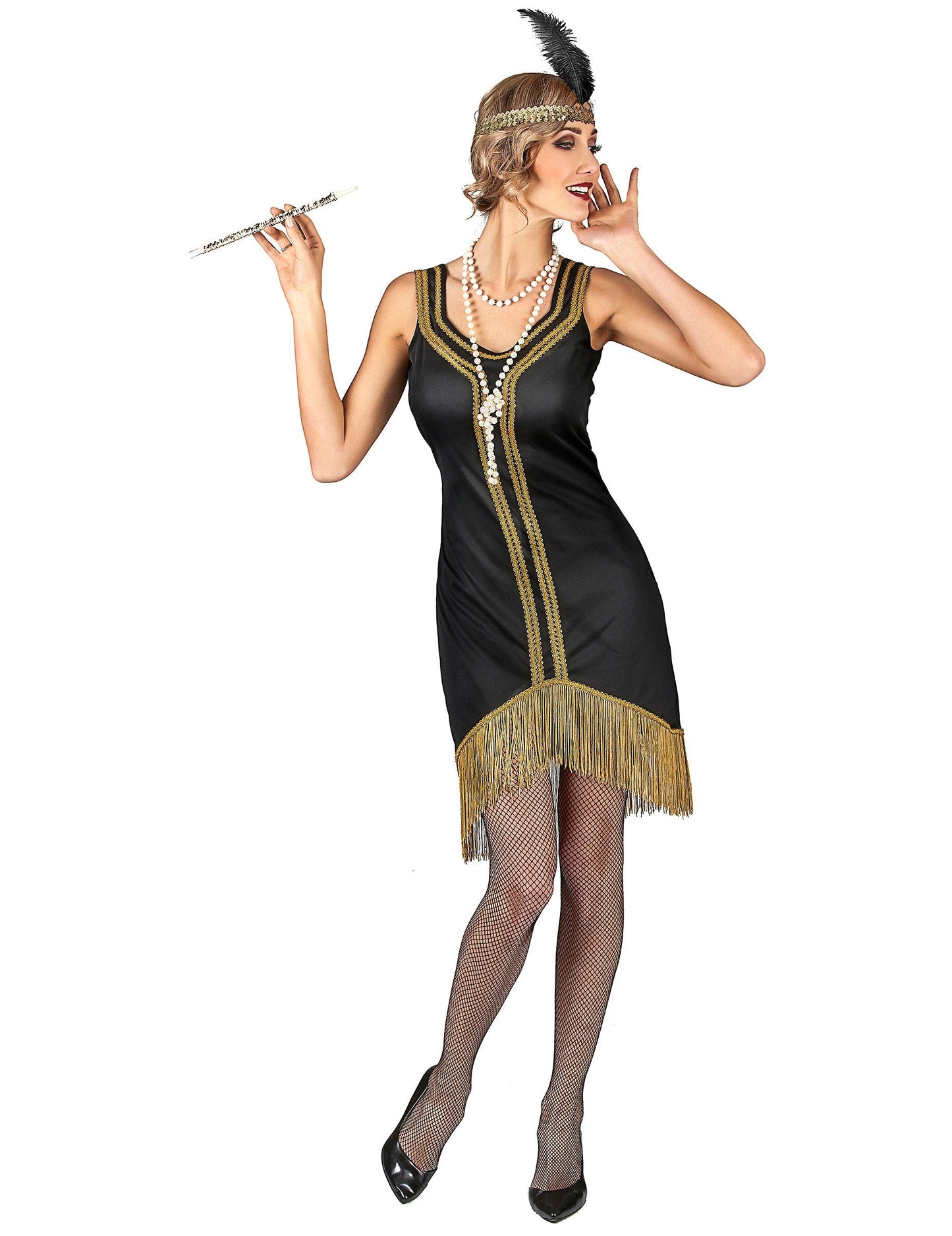 Костюм за възрастни гангстерски двойки: бял, черно-златист чарлстон