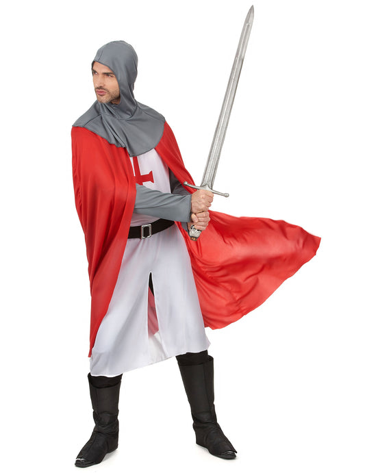 Vue de profil avec épée du déguisement chevalier croisé médiéval